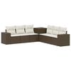vidaXL Sofa S&aelig;t 7 stk. Brun og Creme Hvid Poly Rattan og St&aring;l