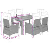 vidaXL spisebordss&aelig;t til haven 7 dele med hynder polyrattan gr&aring;