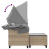 vidaXL 2-personers havesofa med baldakin og skamler polyrattan beige