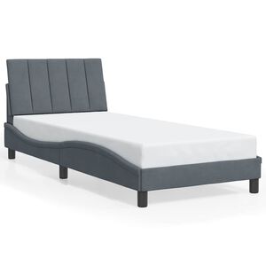 vidaXL sengeramme uden madras Hanko M&oslash;rkegr&aring; 90x200 cm Fl&oslash;jl