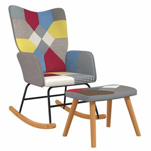 vidaXL gyngestol med fodskammel patchworkstof
