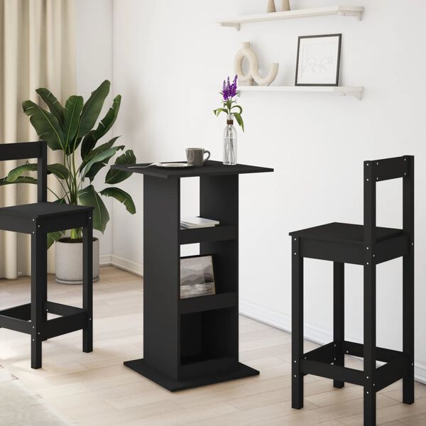 vidaXL barbord med opbevaring 60x60x102 cm konstrueret træ sort