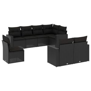 vidaXL sofas&aelig;t til haven 8 dele med hynder polyrattan sort