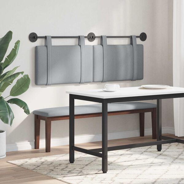 vidaXL H&aelig;ngende Hovedgavl V&aelig;gmonteret Lysegr&aring; 150 x 55 x 5 cm Stof