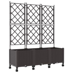 vidaXL Haveplantekasse med espalier og hjul 3 stk. Brun PP