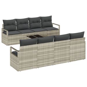 vidaXL Sofa S&aelig;t med pude 7 pcs Lysegr&aring; polyrattan