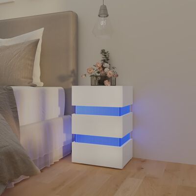 vidaXL sengebord med LED 45x35x67 cm konstrueret træ hvid
