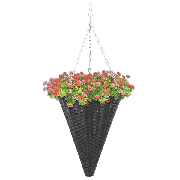 vidaXL hængende blomsterkurve 2 stk. polyrattan sort