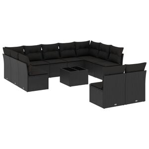 vidaXL sofas&aelig;t til haven 12 dele med hynder polyrattan sort