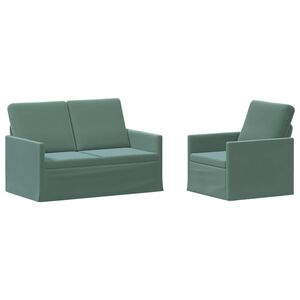 vidaXL Sofa S&aelig;t 2 pcs Havgr&oslash;n Velour (V)