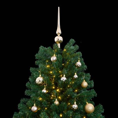 vidaXL kunstigt juletræ 150 LED'er og kuglesæt hængslet 150 cm