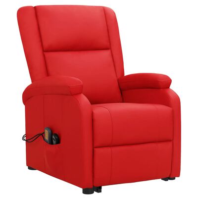 vidaXL løftestol med massagefunktion kunstlæder rød