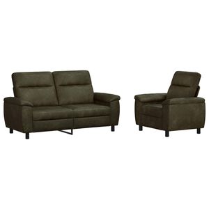 vidaXL Sofa S&aelig;t 2 pcs Army Gr&oslash;n Faux Suede L&aelig;der