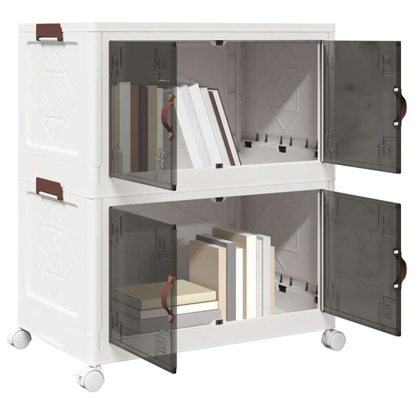 vidaXL Stabelbar opbevaringskasse med hjul 2-etagers 75 L 64x40x76 cm