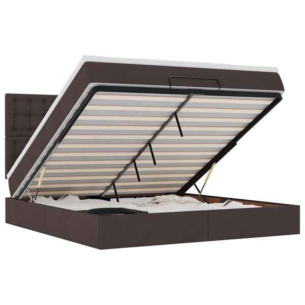 vidaXL osmannisk sengeramme med madras 180x200 cm stof m&oslash;rkebrun