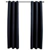 vidaXL m&oslash;rkl&aelig;gningsgardiner med ringe 2 stk. sort 97x213 cm stof