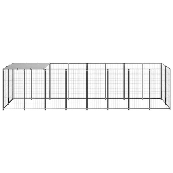 vidaXL hundeløbegård 4,84 m² stål sort