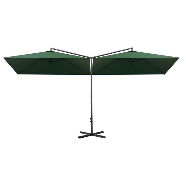 vidaXL dobbelt parasol 600x300 cm st&aring;lstang gr&oslash;n