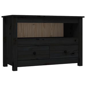 vidaXL tv-bord 79x35x52 cm massivt fyrretr&aelig; sort