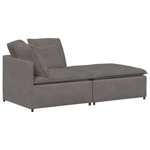 vidaXL modulsofa med fodskammel og hynder f&oslash;jlsstof lysegr&aring;