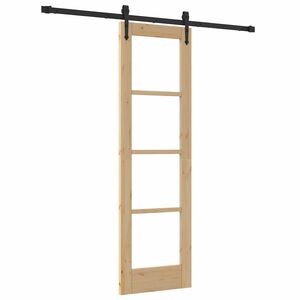 vidaXL Skyded&oslash;r 61 x 198,5 cm Massivt fyrretr&aelig; og glas Naturfarvet