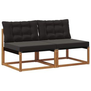 vidaXL 2 Stk Udend&oslash;rs Mellem Sofa Massiv akacietr&aelig; og Textilene