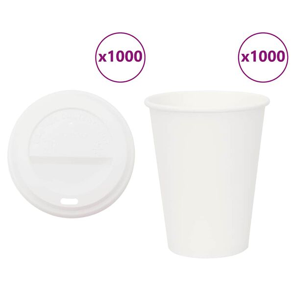 vidaXL kaffekopper af papir med låg 1000 stk. 12oz 300ml