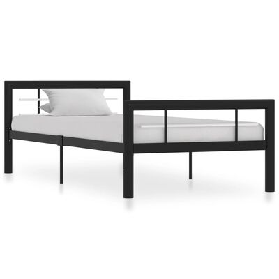 vidaXL sengestel 90x200 cm metal sort og hvid