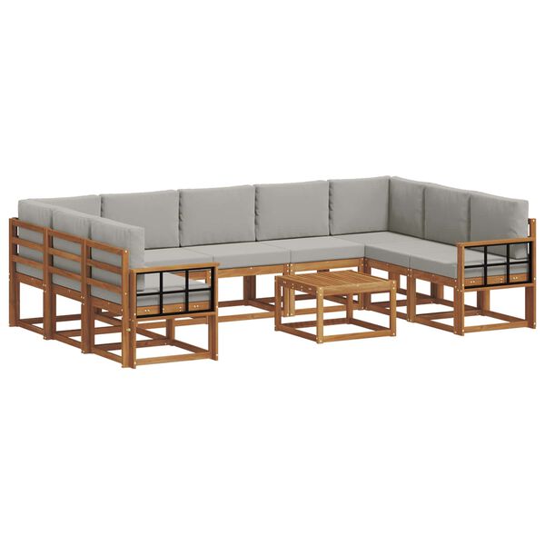 vidaXL Udend&oslash;rs sofagruppe med pude 10 pcs Naturlig og Lys Gr&aring;