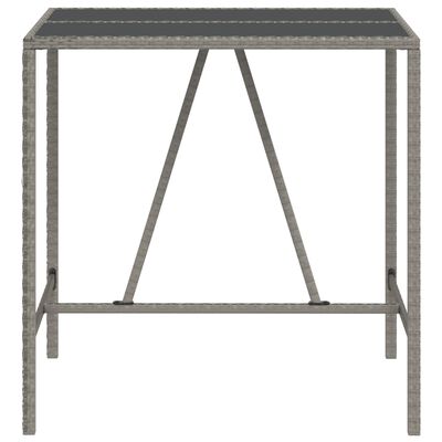 vidaXL barbord med glasplade 110x70x110 cm polyrattan grå