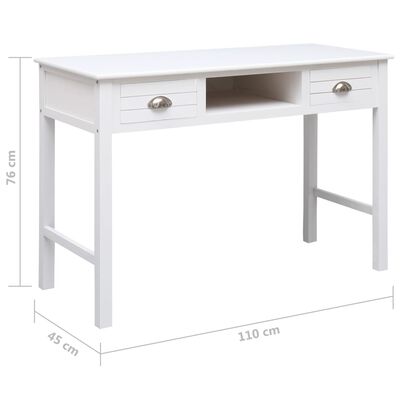 vidaXL skrivebord 110 x 45 x 76 cm træ hvid