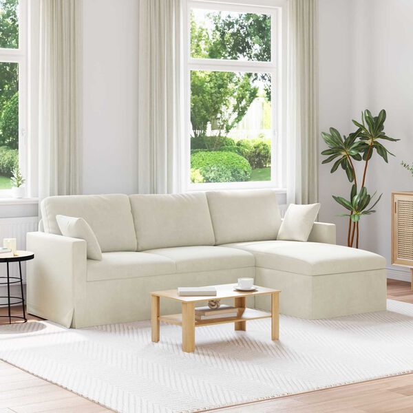 vidaXL Sofa Creme Samlede dimensioner: 228 x 134 x 80 cm (B x D x H)