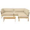 vidaXL Sofa S&aelig;t med pude Ensfarvet 4 pcs Beige Massivt Akacietr&aelig;