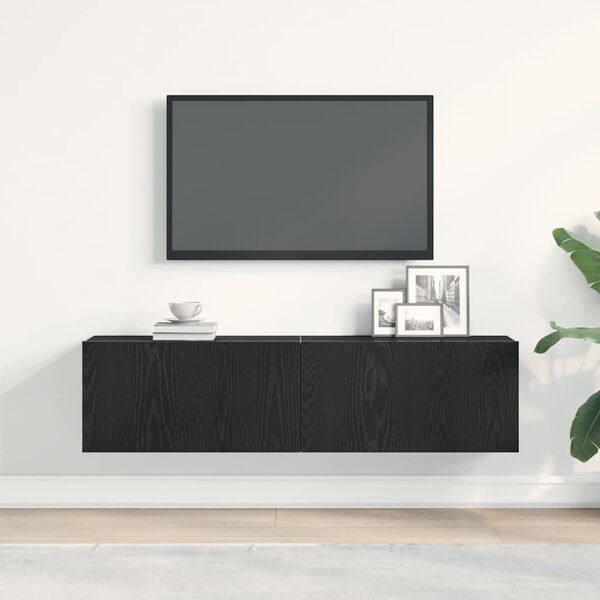 vidaXL tv-bord 120x30x30,5 cm konstrueret tr&aelig; sort egetr&aelig;sfarve