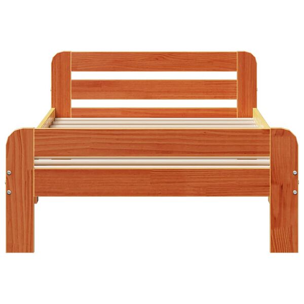 vidaXL sengeramme uden madras 90x200 cm massivt fyrretr&aelig; gyldenbrun