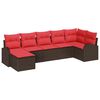 vidaXL Havesofa S&aelig;t med pude 7 pcs Brun Poly rattan