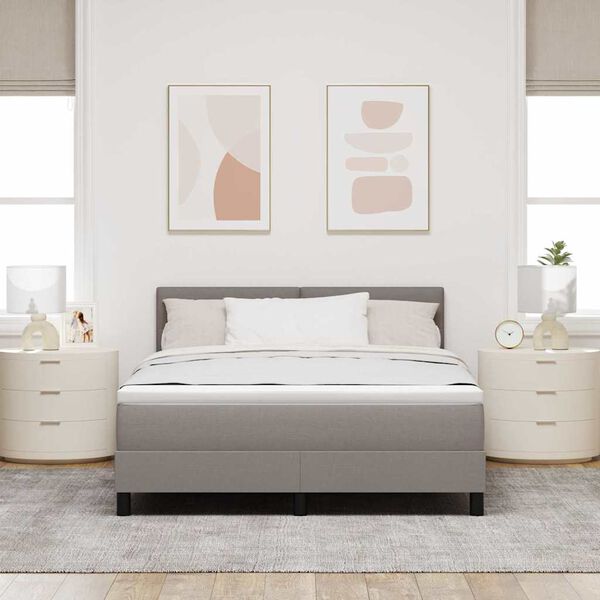 vidaXL Box spring seng med madras Gr&aring;brun 140 x 200 cm Stof