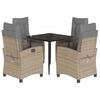 vidaXL spisebordss&aelig;t til haven 5 dele med hynder polyrattan beige