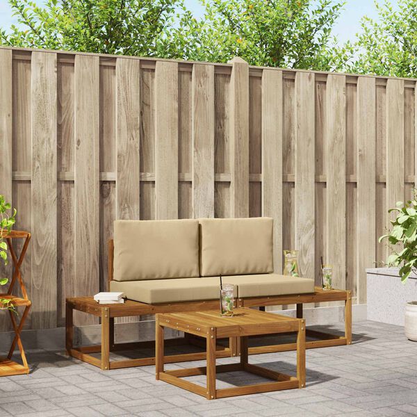 vidaXL Udend&oslash;rs sofagruppe med pude 3 pcs Naturfarvet