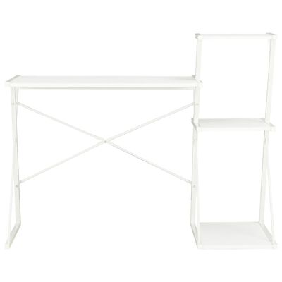 vidaXL skrivebord med hylde 116 x 50 x 93 cm hvid