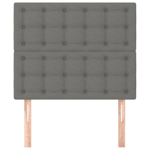 vidaXL sengegavl mørkegrå 80x5x118/128 cm stof