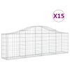vidaXL buede gabionkurve 15 stk. 200x30x60/80 cm galvaniseret jern