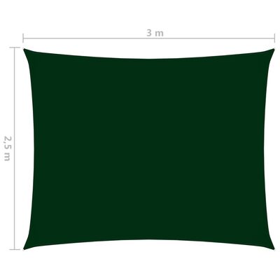vidaXL solsejl 2,5x3 m oxfordstof rektangulær mørkegrøn