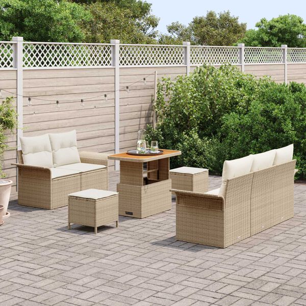 vidaXL Havesofa Sæt 8 pcs Beige polyrattan