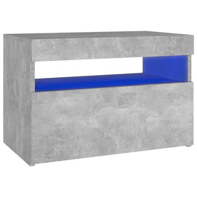 vidaXL sengebord med LED-lys 60x35x40 cm betongrå