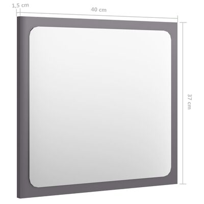 vidaXL badeværelsesspejl 40x1,5x37 cm spånplade grå højglans
