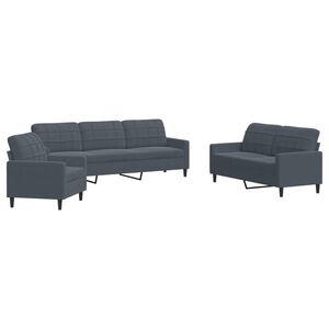 vidaXL sofas&aelig;t 3 dele med hynder velour m&oslash;rkegr&aring;