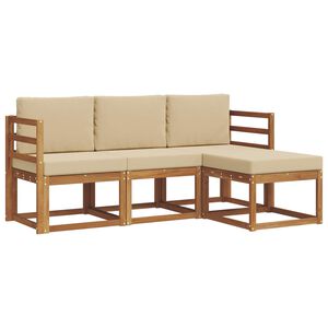 vidaXL Udend&oslash;rs sofagruppe med pude 4 pcs Naturlig og Beige