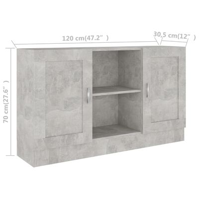 vidaXL skænk 120x30,5x70 cm konstrueret træ betongrå