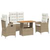 vidaXL spisebordss&aelig;t til haven 4 dele med hynder polyrattan beige